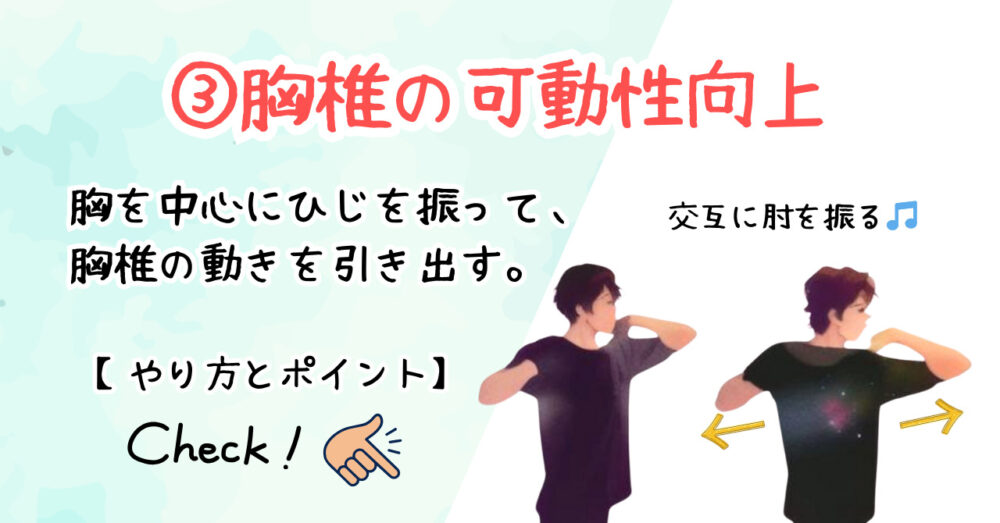 ③ 胸椎の可動性向上：上半身のスムーズな動き