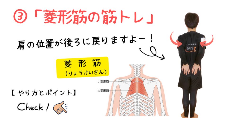 猫背を治す筋トレ③「菱形筋の筋トレ」