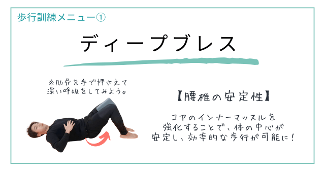 歩行訓練メニュー①【腰椎の安定性】腹圧と肋骨の調整