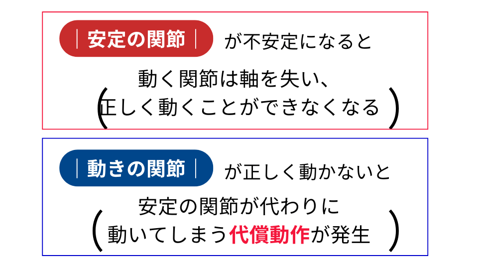 関節の役割　代償動作について